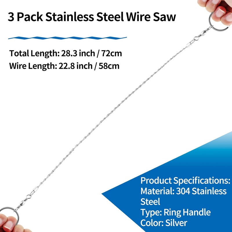 Bivethoi 3 Pack Stainless Steel Wire Emergency Saw Kit, Camping Mini Backpacking Cable Cutting String Bone Rope, Travel Chainsaw for Wood Cutting Hiking Hunting (Ring Handle) - Image 5